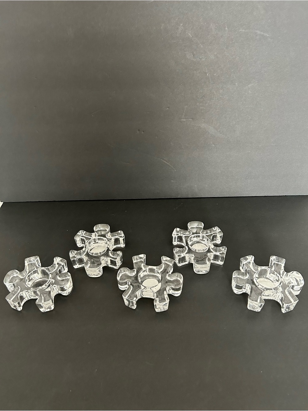 Clear Glass Puzzle Tealight Candle Holder/ designed like puzzle pieces, interloc